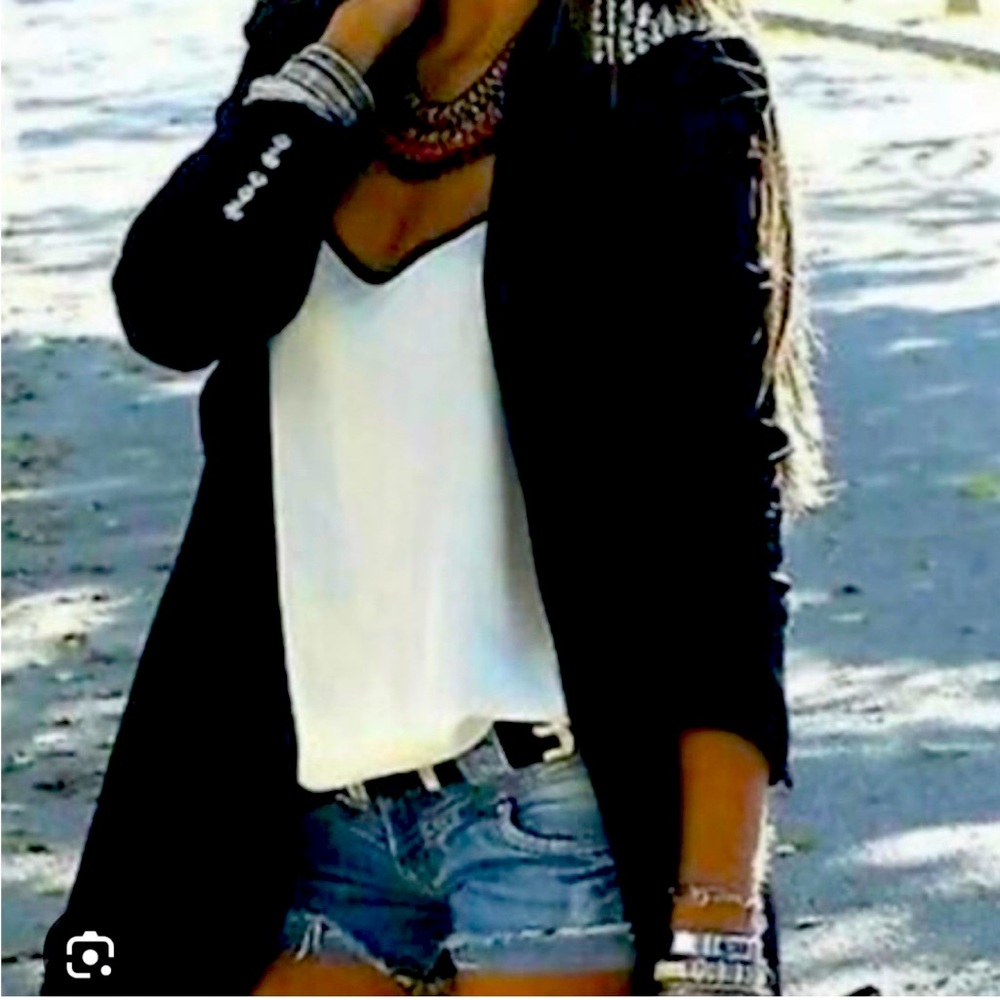 Spiked studded long line jacket blazer